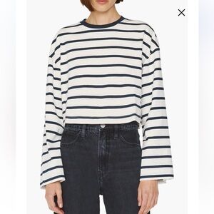Frame Cropped Bell Sleeve Tee Striped - Organic Cotton